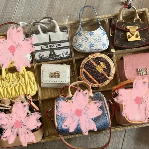 18 Colorful Min bag charm keychain Set clearance deal